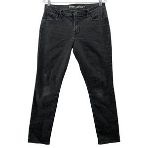 Old Navy Curvy Mid Rise Skinny Jeans Womens 8 Gray Grunge Comfort Stretch Denim